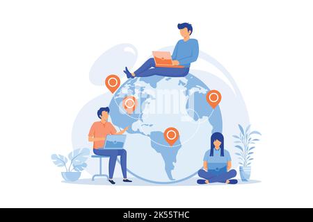Outsourcing Business process outsourcing, outplacement, offshore software development, freelance job, recruitment company, agreement flat design moder Stock Vector