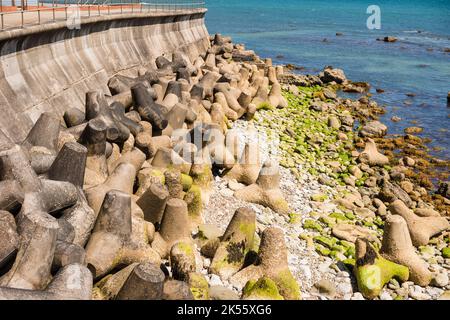 Sea defence along coast, Ventnor, Isle of Wight, UK Stock Photo