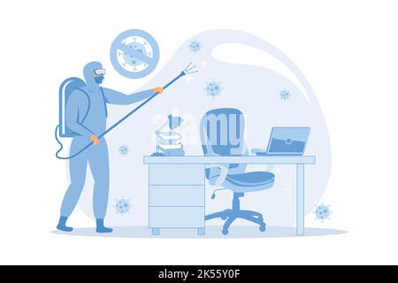 Commercial cleaning Cleaning industry service, maintenance office cleanup, healthy safe environment, upholstery, sanitation, power washing flat design Stock Vector
