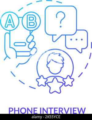 Cellphone interview blue gradient concept icon Stock Vector