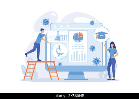 Educational courses software for home-schooling during covid-2019 pandemic quarantine. Learning application, educational technology, online learning c Stock Vector