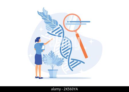 Genetically modified organism Genetically modified food, transgenic organism, gene modification, molecular engineering, GMO level flat design modern i Stock Vector