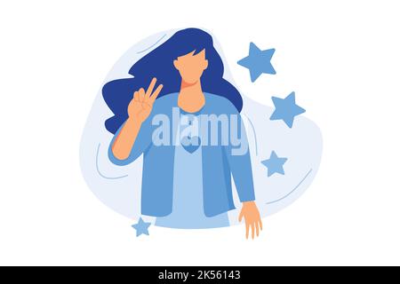 Self-image Positive self-image, personal portrait, social role, mental picture, personality trait, individual psychology, perception flat design moder Stock Vector