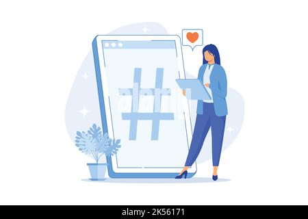 Cross-posting Digital marketing, online platform, post planner, social media cross posting, link sharing, smm, repost, post promotion flat design mode Stock Vector