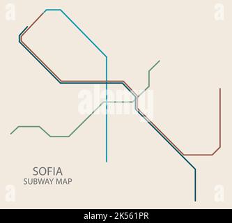 Sofia city subway vector map colored Stock Vector