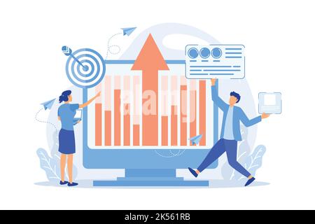 Business intelligence experts transform data into useful information. Business intelligence, business analysis, IT management tools concept. vector il Stock Vector