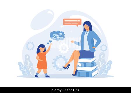 Speech-language pathologist. Basic language skills. Articulation problem. Speech therapy, language therapy, improve language development concept. VECT Stock Vector