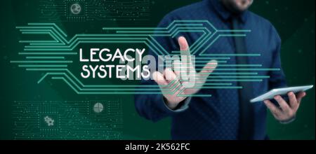 Sign displaying Legacy Systems, Concept meaning book or other collection of financial accounts flat stone slab Stock Photo
