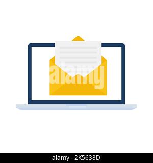 Envelope mail message in laptop Stock Vector