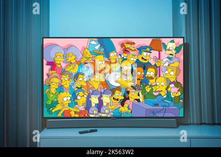 Kaunas, Lithuania - 6 October 2022: Popular TV comedy animation Simpsons Stock Photo