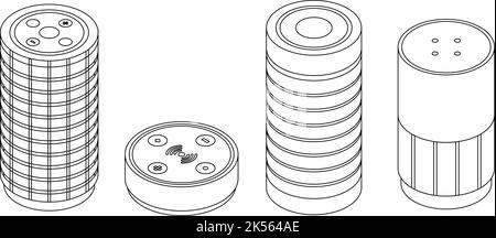 Smart speaker icons set. Isometric set of smart speaker vector icons outline isolated on white background Stock Vector