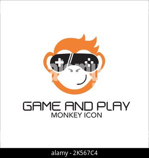 monkey icon game and play exclusive logo design inspiration Stock Vector