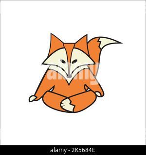 wolf fox yoga poses creative / logo design inspiration Stock Vector