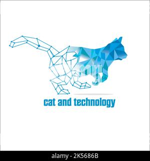 CAT AND TECHNOLOGY / logo design inspiration Stock Vector