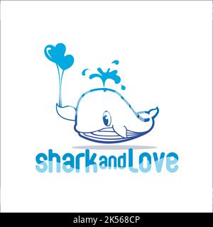 shark and love / exclusive logo design inspiration Stock Vector