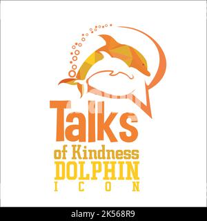 dolphin talk icon / exclusive logo designs inspiration Stock Vector