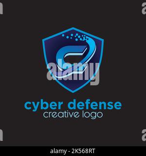 cyber defense creative exclusive logo design inspiration Stock Vector