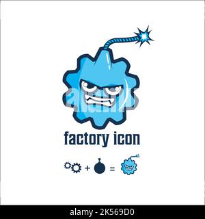 FACTORY ICON & BOMB / logo design inspiration Stock Vector