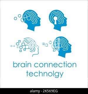 brain connection technology logo exclusive design inspiration Stock Vector