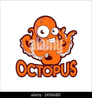 smile octopus exclusive logo design inspiration Stock Vector