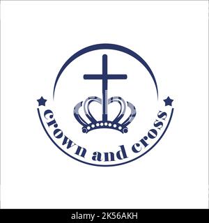 crown and cross exclusive logo design inspiration Stock Vector