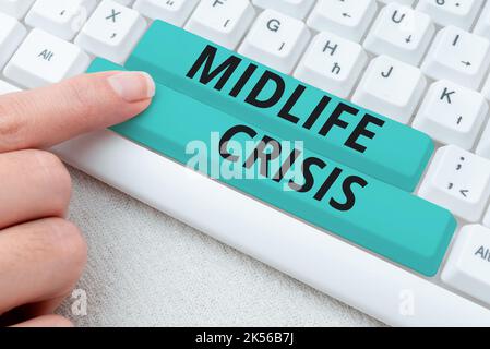 Sign displaying Midlife Crisis, Business concept Software development technique Decomposing an application Stock Photo