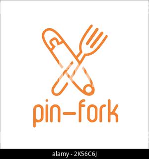 pin fork exclusive logo design inspiration Stock Vector