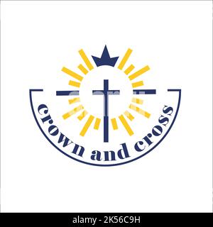 crown and cross exclusive logo design inspiration Stock Vector