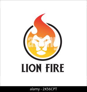 lion fire exclusive logo design inspiration Stock Vector