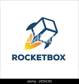 rocket box exclusive logo design inspiration Stock Vector