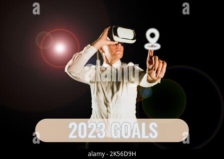 Conceptual caption 2023 Goals, Internet Concept A plan to do for something new and better for the coming year Stock Photo