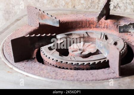 The old gas stove holder was rusted and corroded. Stock Photo