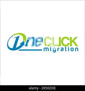 one click migration exclusive logo design inspiration Stock Vector