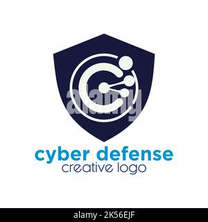 cyber defense creative exclusive logo design inspiration Stock Vector