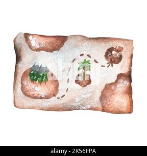 pirate treasure map illustration isolated on white background Stock ...