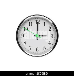 White wall clock isolated on white background. Stock Photo