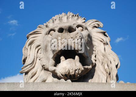 Budapest, Hungary - June 20, 2011: Lion statue in Budapest Stock Photo