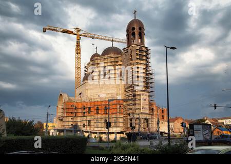 CLUJ-NAPOCA, TRANSYLVANIA, ROMANIA - AUGUST 21, 2018:  Construction site of Saint Joseph Greek Catholic cathedral on August 21, 2018 in  Cluj-Napoca. Stock Photo