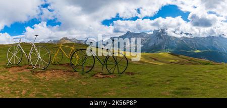 Panorama of the Col d'Aubisque, in the French Pyrenees massif, symbol of the Tour de France, in Béarn, France Stock Photo