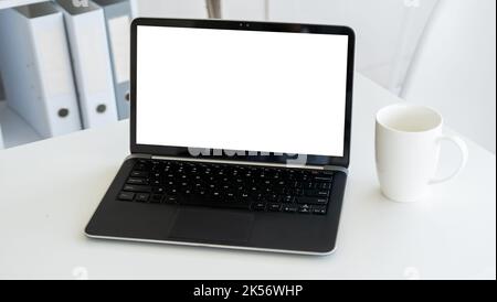 online technology computer mockup distance work Stock Photo