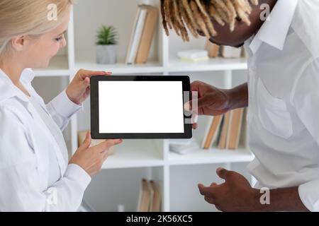 virtual presentation office couple digital mockup Stock Photo