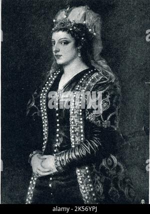Catherine Cornaro paitning portrait by Titian 15th century Stock Photo