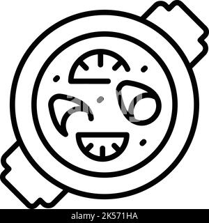 Top view paella icon outline vector. Culinary fish. Spanish food Stock Vector