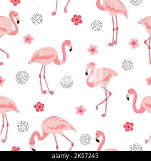 Flamingo seamless pattern. Vector background design with flamingos and flowers for wallpaper, fabric, textile. Stock Vector