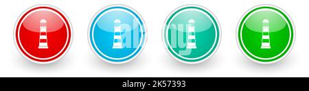 Lighthouse, navigation, sea icon vector icons, colorful glossy buttons on white Stock Vector