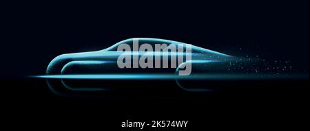 Futuristic blue neon car Stock Vector
