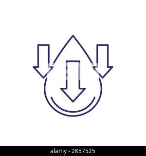 low water level icon with arrows, line vector Stock Vector