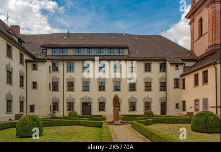 Inner courtyard view of St. Mary‘s Church in the historic centre of Gengenbach, Kinzig Valley, Ortenau. Baden Wuerttemberg, Germany, Europe Stock Photo