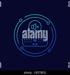 Smart speaker, sound off line vector icon Stock Vector