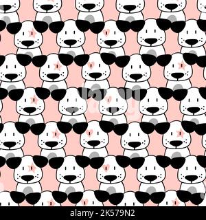 Seamless pattern with funny dogs. Cute animals background. Stock Vector